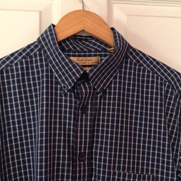 Roundtree & Yorke Blue & White Checkered Plaid Short Sleeve Button Down Mens L - Picture 3 of 12